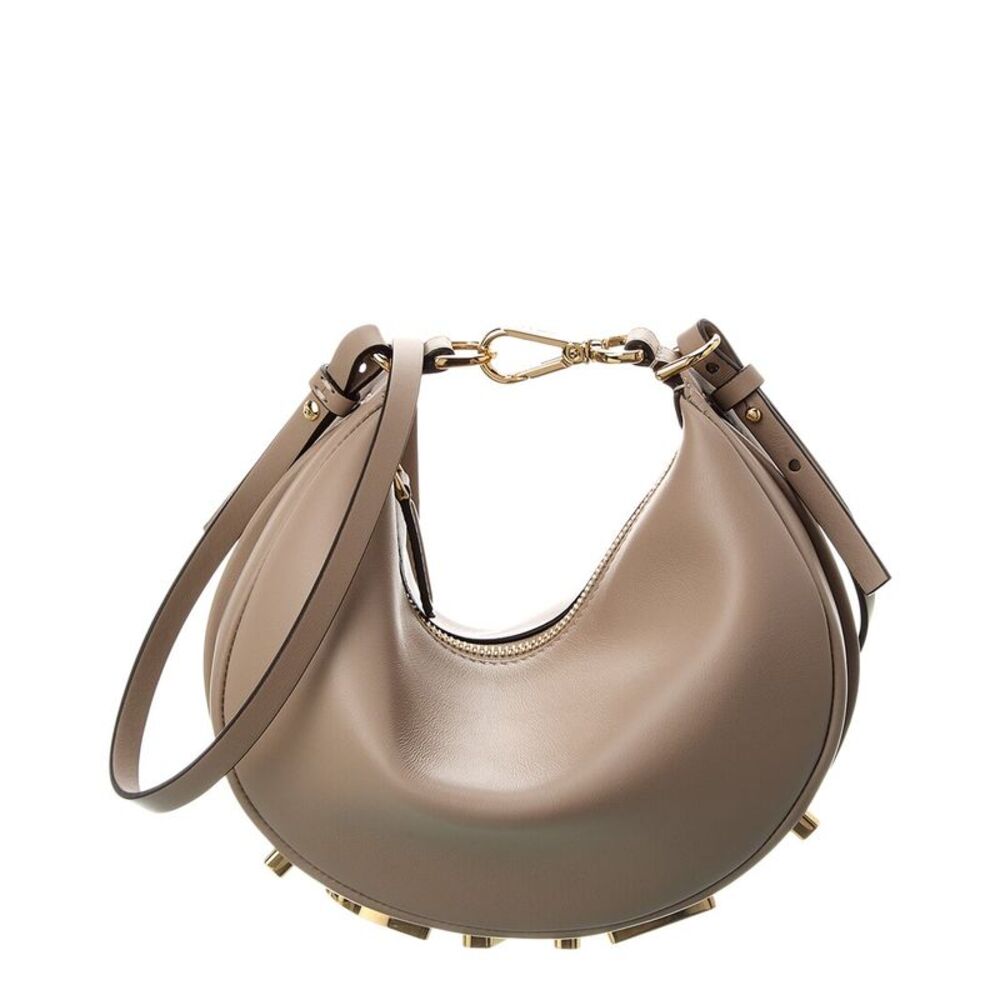 Fendi Fendigraphy Mini Leather Hobo Bag, Grey